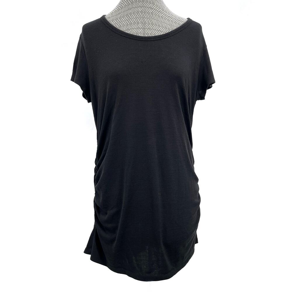 Black Knit Neutral Maternity Top Short Sleeve Gathered Stretch Market & Spruce L